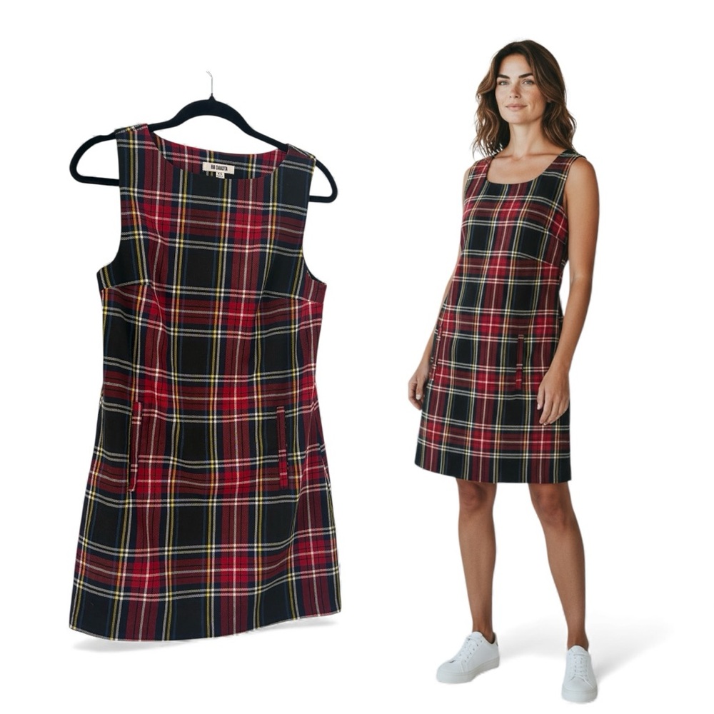 BB Dakota Red and Black Plaid Mini Dress